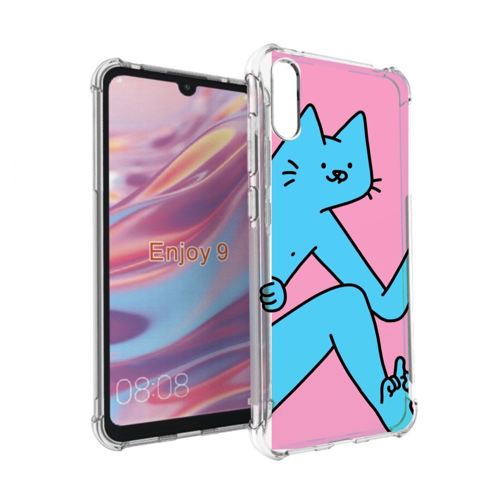 

Чехол бампер MyPads голубой кот в дверце для Huawei Enjoy 9, Прозрачный, Tocco