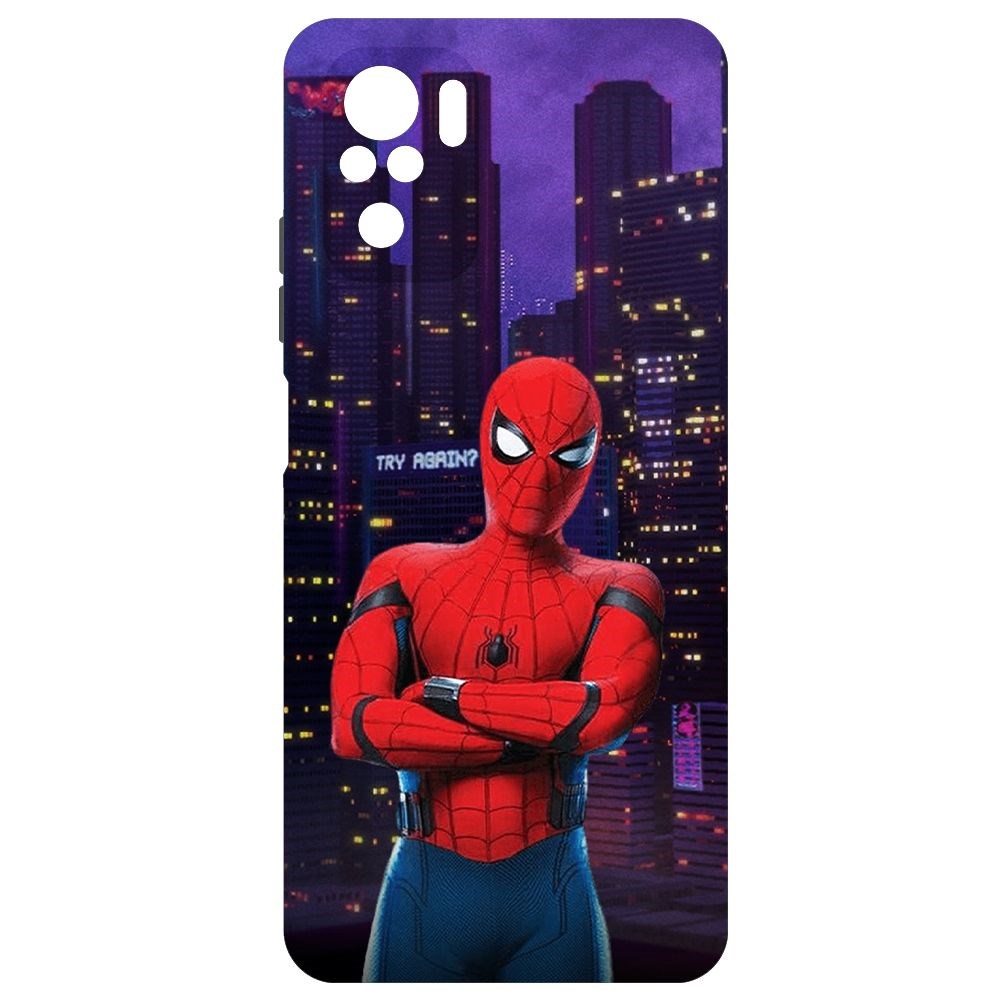 

Чехол-накладка Krutoff Soft Case Человек-Паук. На крыше для Xiaomi Poco M5s черный