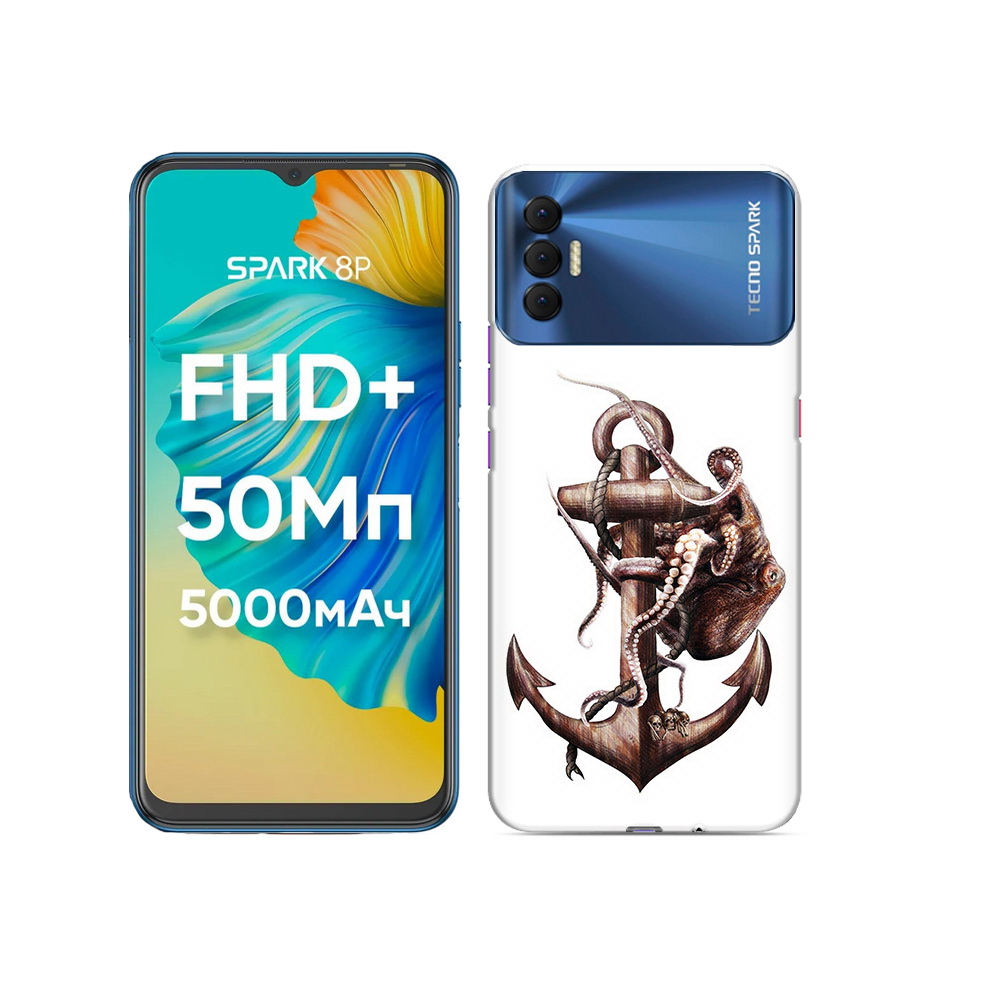 

Чехол MyPads Tocco для Tecno Spark 8P ржавый якорь, Прозрачный, Tocco