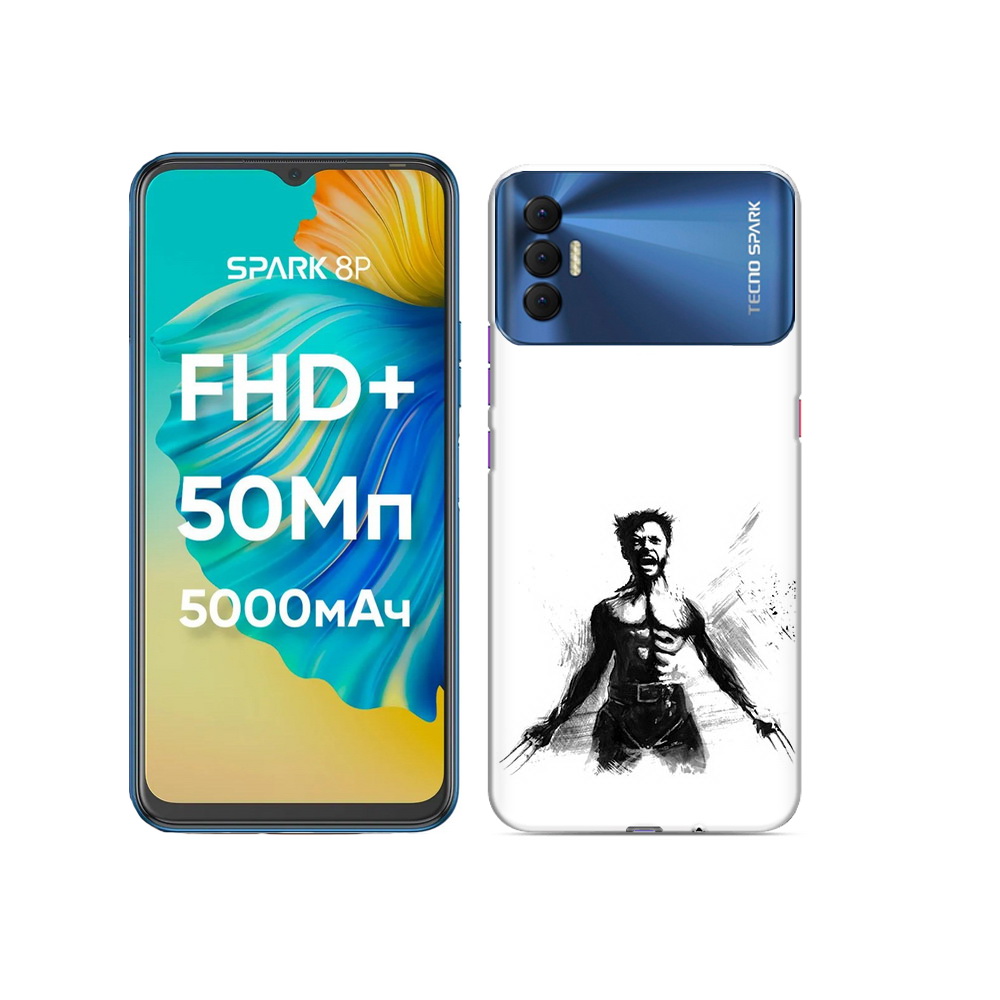 

Чехол MyPads Tocco для Tecno Spark 8P росомаха, Прозрачный, Tocco