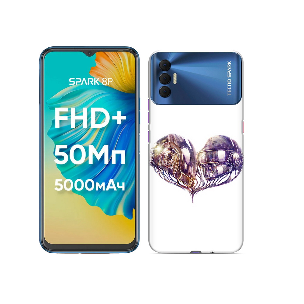 

Чехол MyPads Tocco для Tecno Spark 8P сердце абстракция, Прозрачный, Tocco