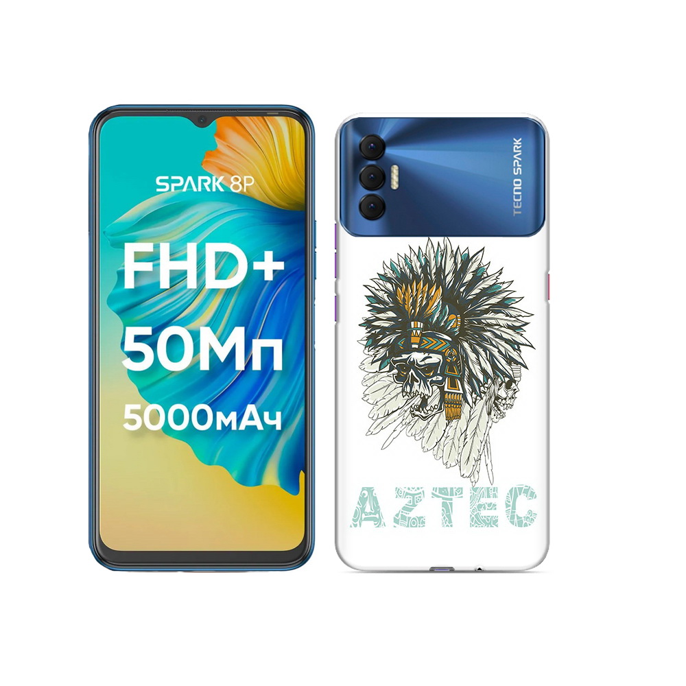 

Чехол MyPads Tocco для Tecno Spark 8P скелет индеец, Прозрачный, Tocco