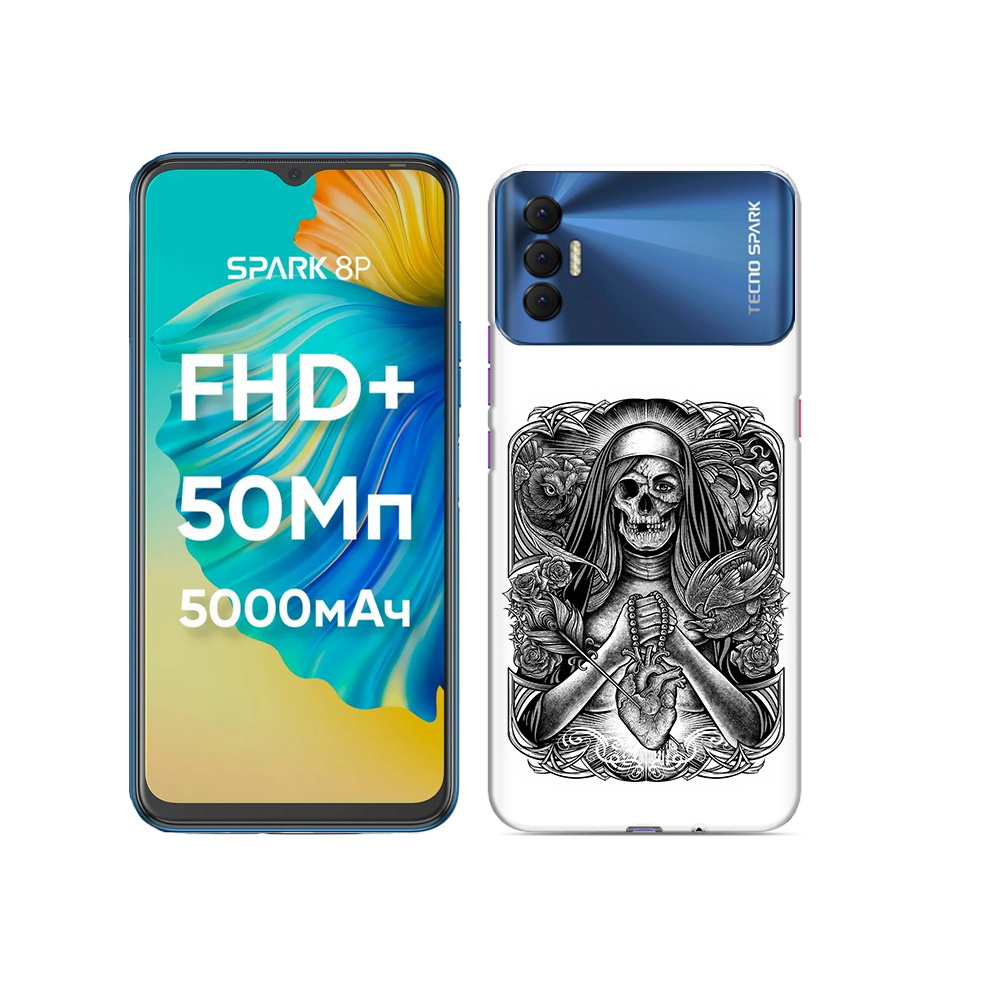 

Чехол MyPads Tocco для Tecno Spark 8P скелет с сердцем, Прозрачный, Tocco