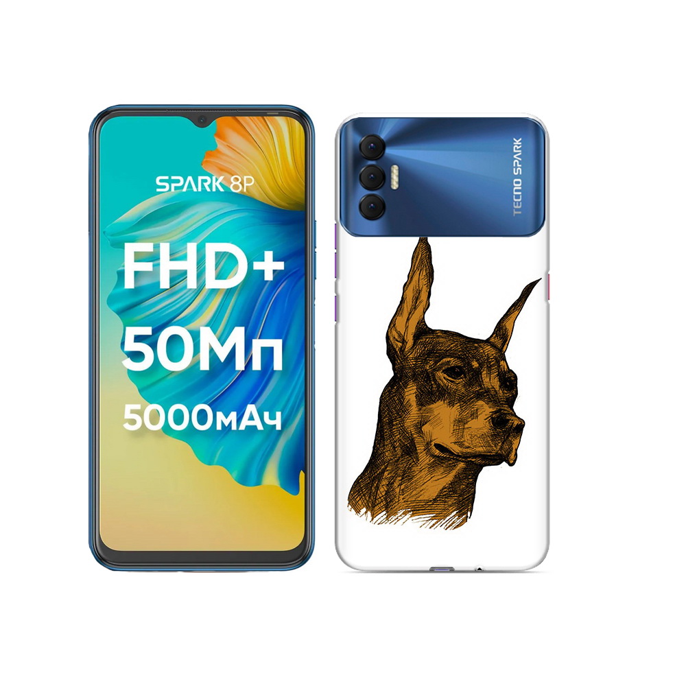 

Чехол MyPads Tocco для Tecno Spark 8P скетч доберман, Прозрачный, Tocco