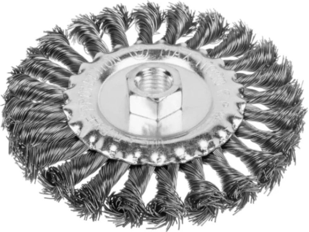 Щетка-крацовка дисковая, плетенная стальная проволока, 150 мм, М14 GROSSMEISTER 021128003