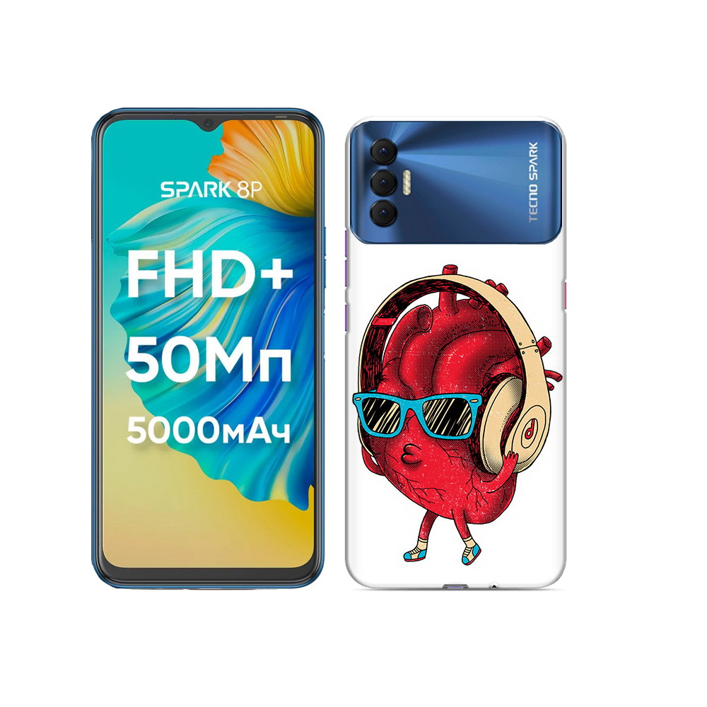 

Чехол MyPads Tocco для Tecno Spark 8P слушай сердце, Прозрачный, Tocco