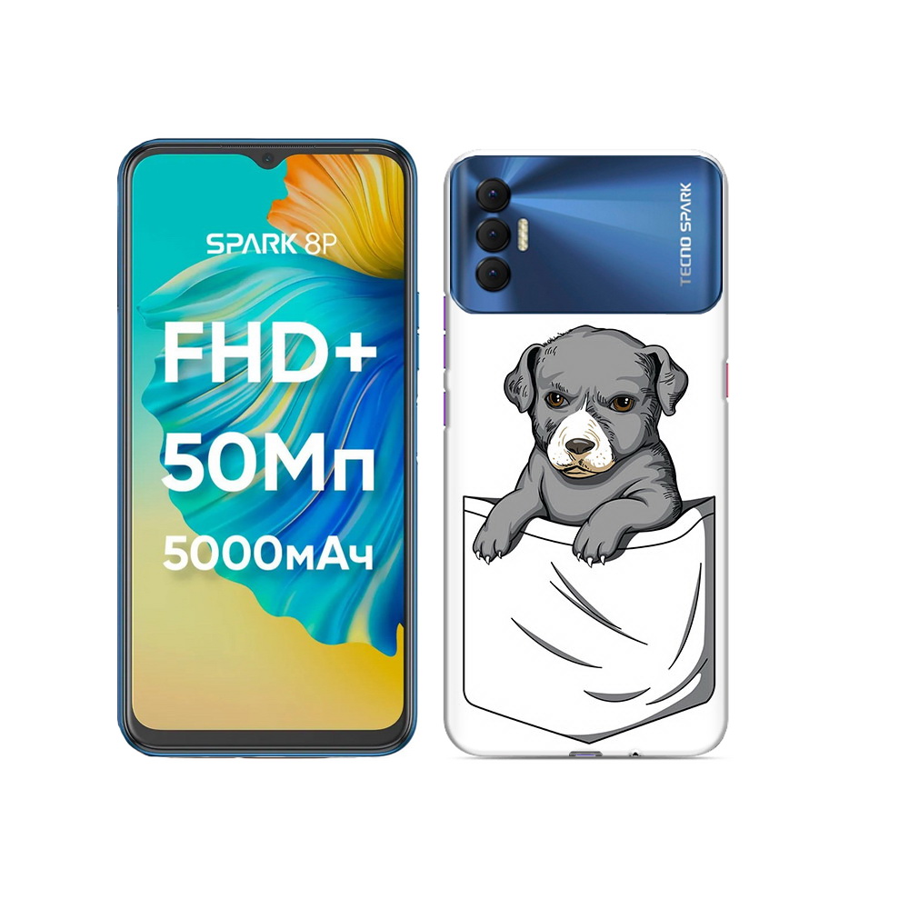 

Чехол MyPads Tocco для Tecno Spark 8P собачка в кармане, Прозрачный, Tocco