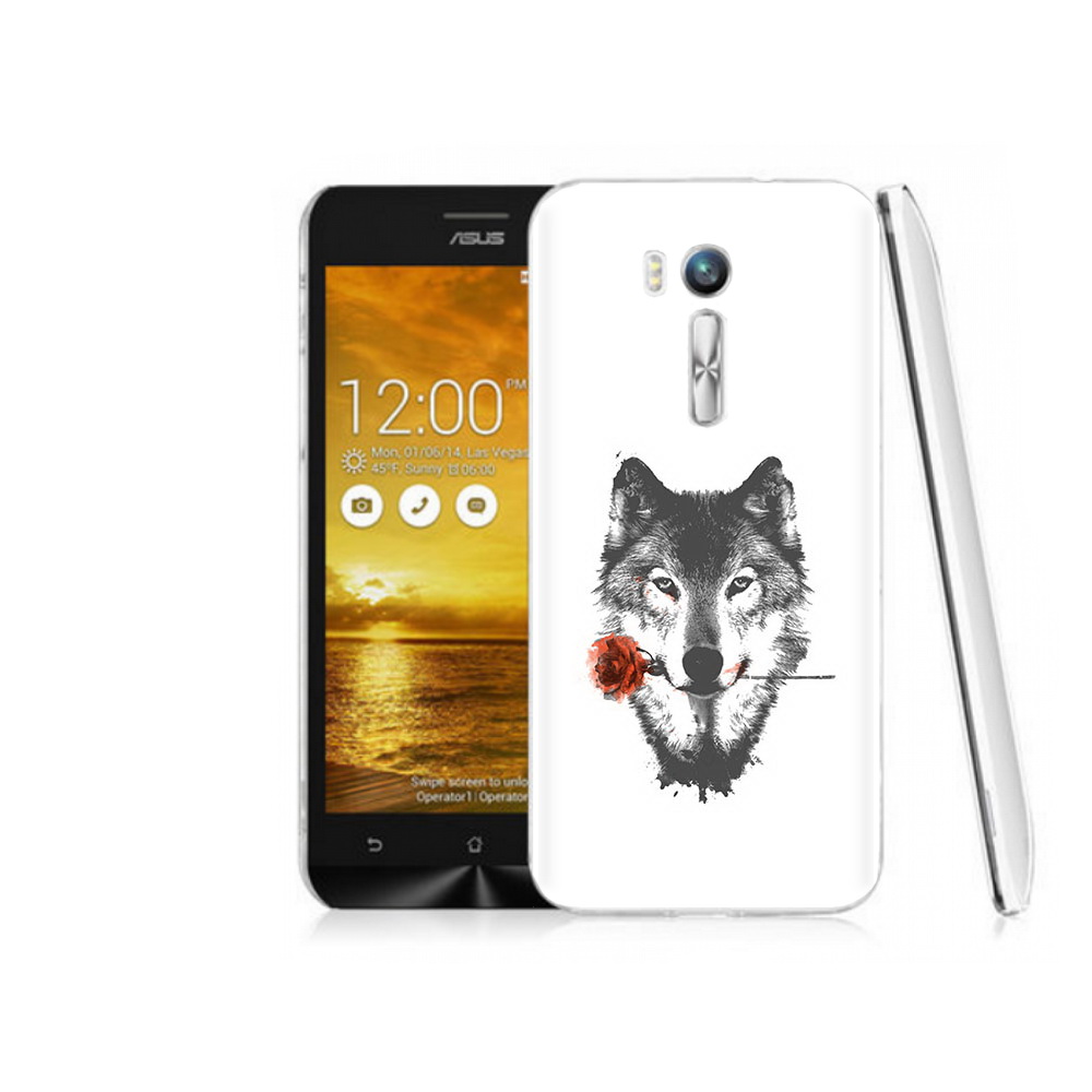 

Чехол MyPads Tocco для Asus ZenFone Go (ZB551KL) волк с розой, Прозрачный, Tocco