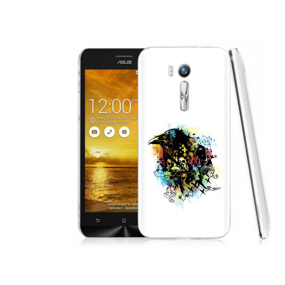 

Чехол MyPads Tocco для Asus ZenFone Go (ZB551KL) ворон и черепа, Прозрачный, Tocco