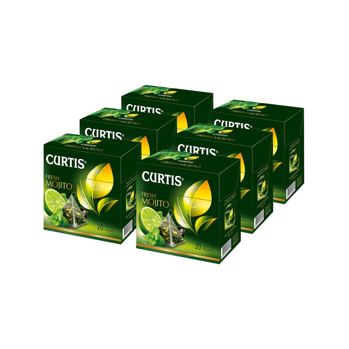 

Чай Curtis Fresh Mojito, зелёный с добавками, 20 пирамидок х 6 упаковок