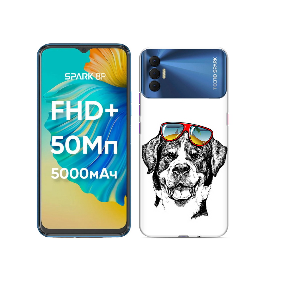 

Чехол MyPads Tocco для Tecno Spark 8P счастливая собака, Прозрачный, Tocco