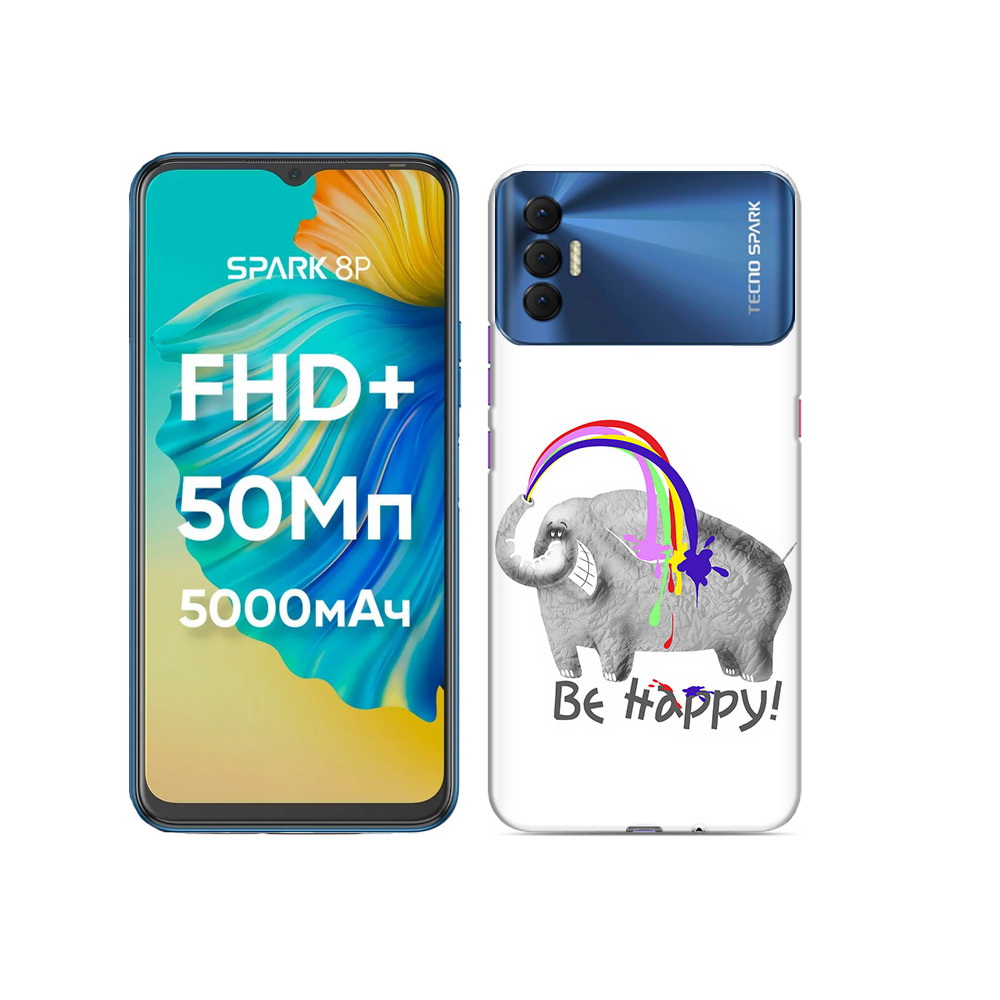 

Чехол MyPads Tocco для Tecno Spark 8P счастливый слон, Прозрачный, Tocco