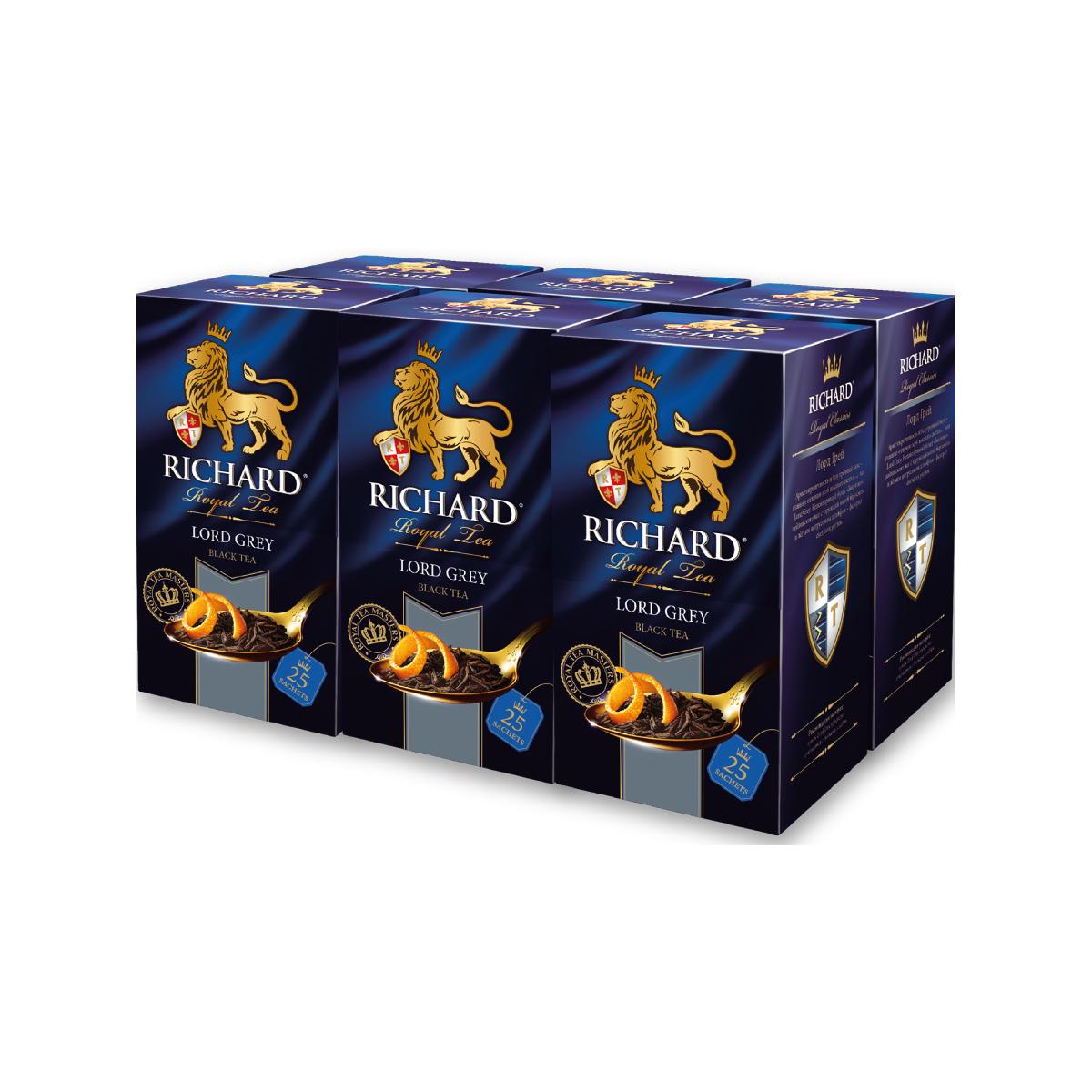 Чай Richard Lord Grey, чёрный с добавками, 25 сашетов х 6 упаковок