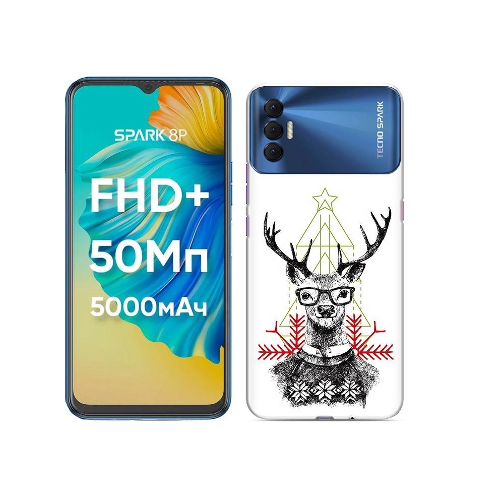 

Чехол MyPads Tocco для Tecno Spark 8P умный олень, Прозрачный, Tocco