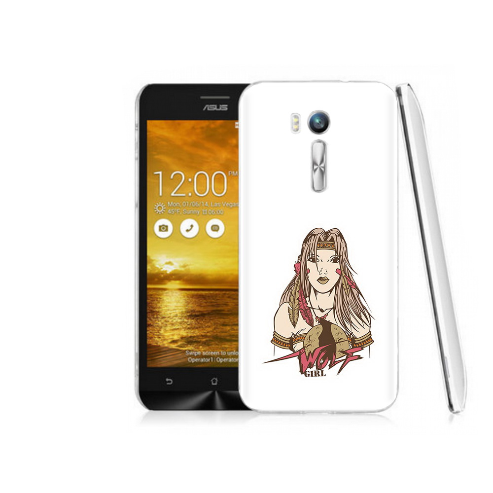 Чехол MyPads Tocco для Asus ZenFone Go (ZB551KL) девушка волк