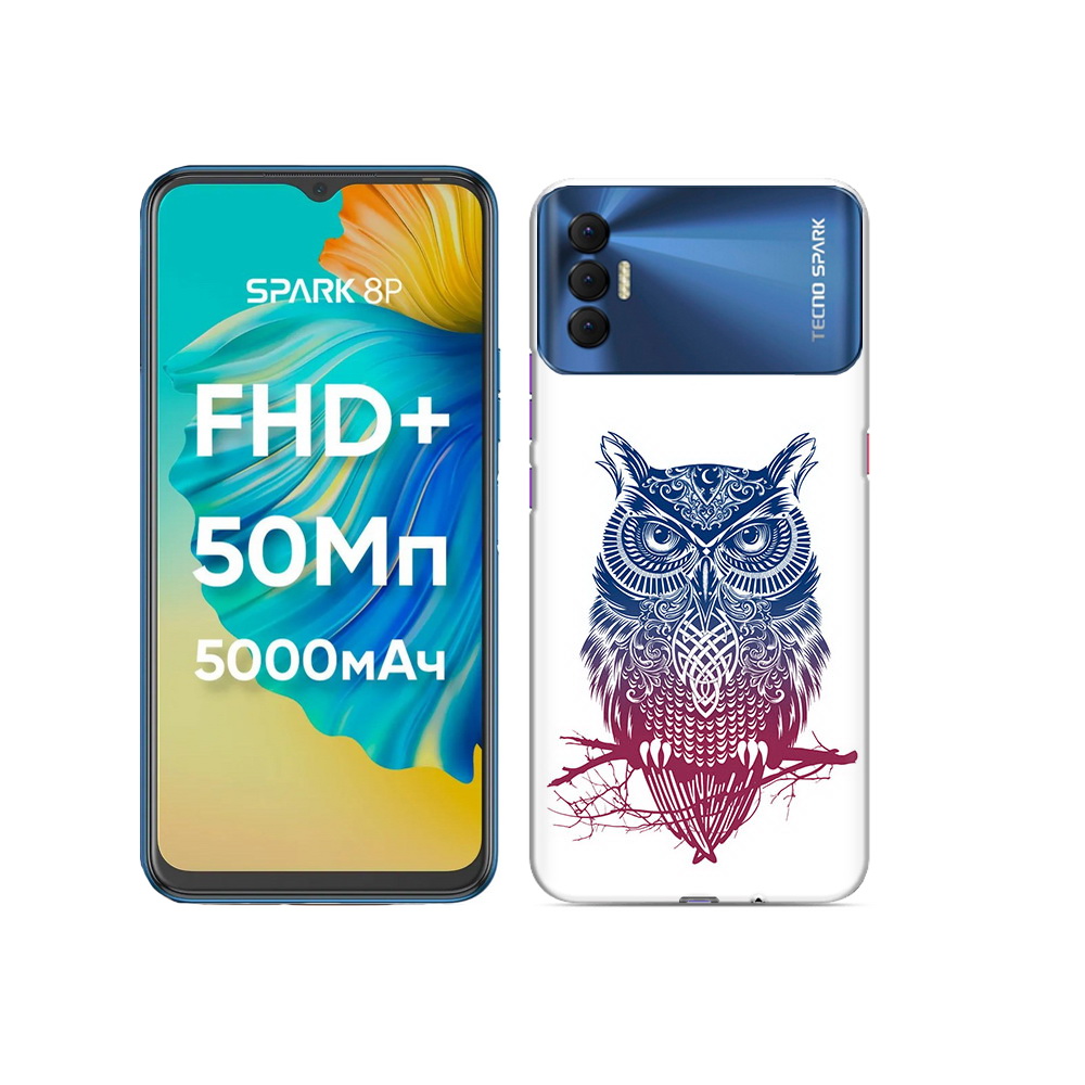 

Чехол MyPads Tocco для Tecno Spark 8P хиппи сова, Прозрачный, Tocco