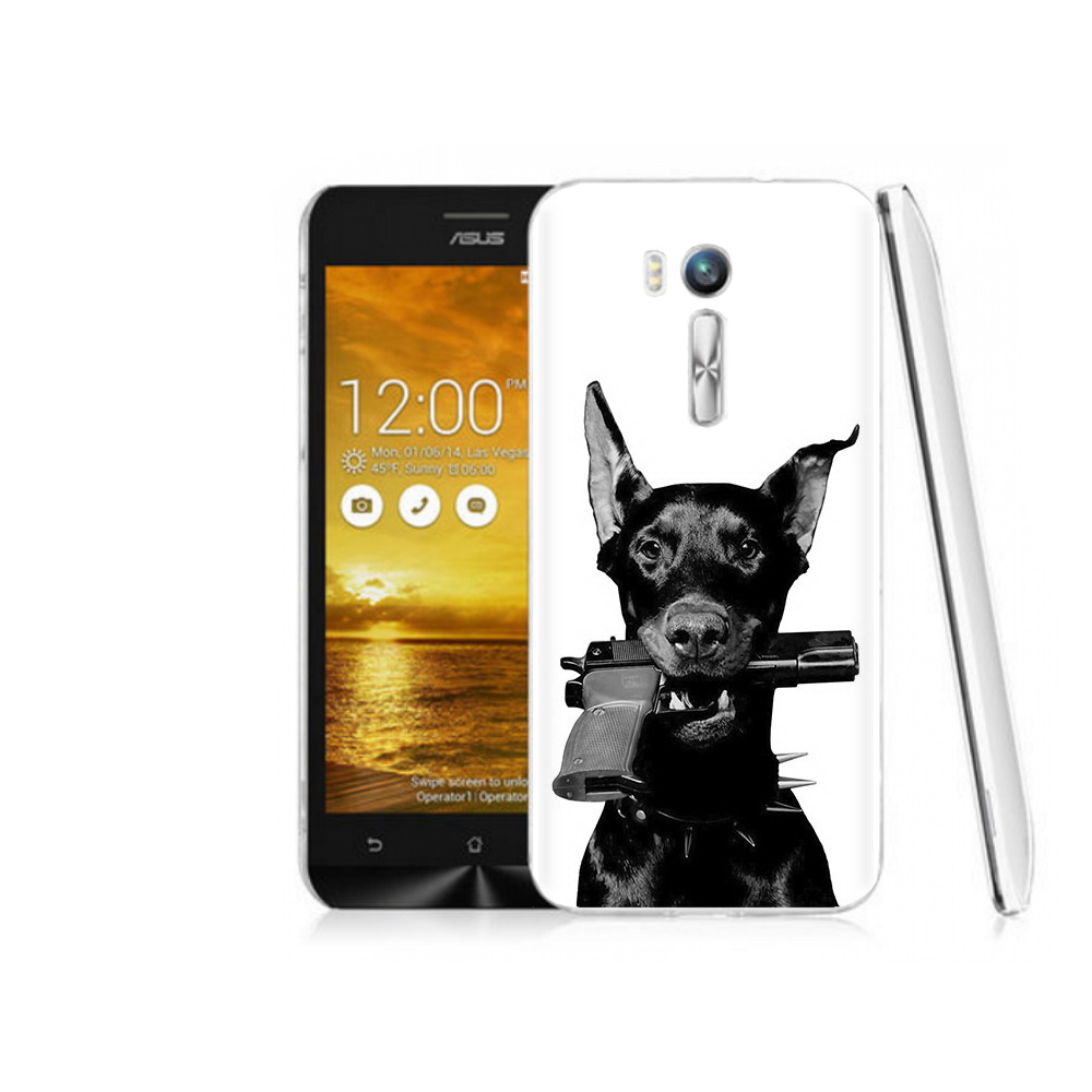 Чехол MyPads Tocco для Asus ZenFone Go (ZB551KL) доберман с пистолетом