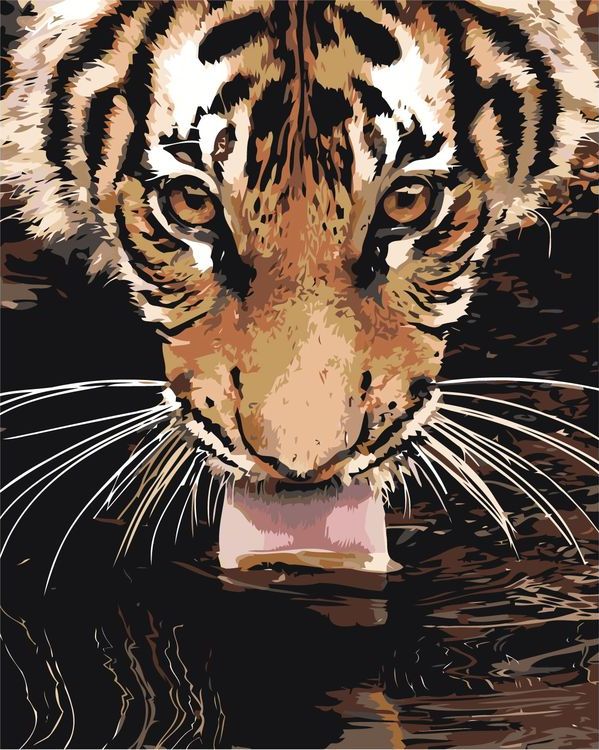 фото Живопись по номерам живопись по номерам лакающий тигр 40x50