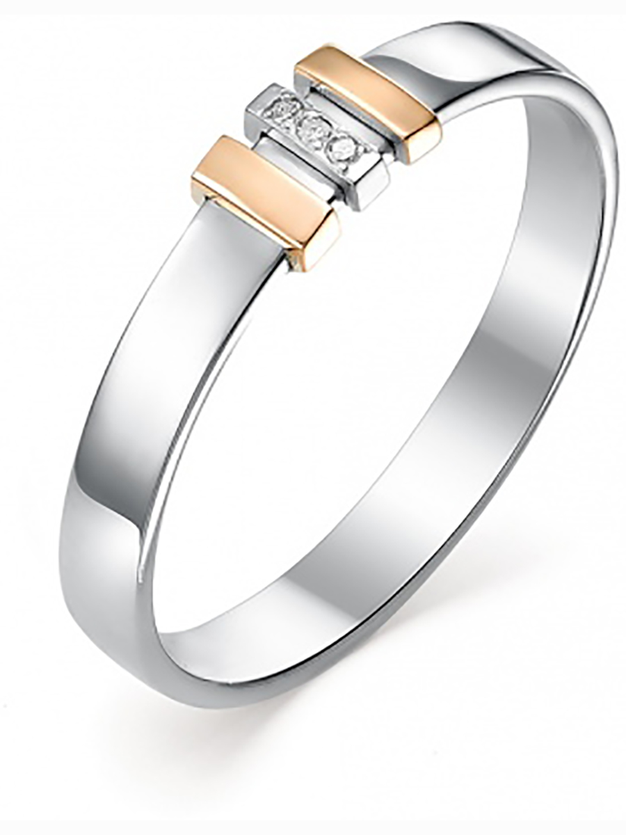 

Кольцо с 3 бриллиантами из серебра и золота р. 16,5 Алкор серебро 01-0258_000Б-00, 01-0258_000Б-00