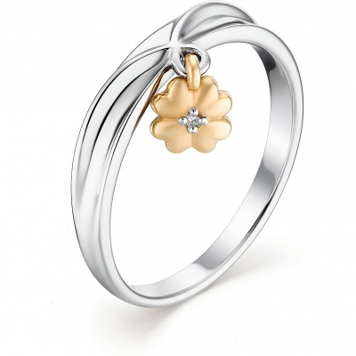

Кольцо Цветок с 1 бриллиантом из серебра и золота р. 16,5 Алкор серебро 01-1299_004Б-00, 01-1299_004Б-00