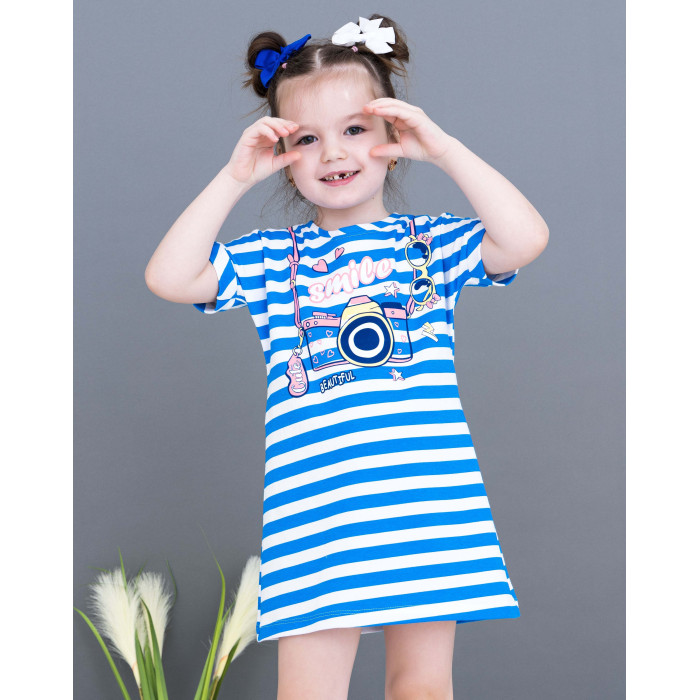 Платье детское Мелонс 1331038, белый, синий, 116