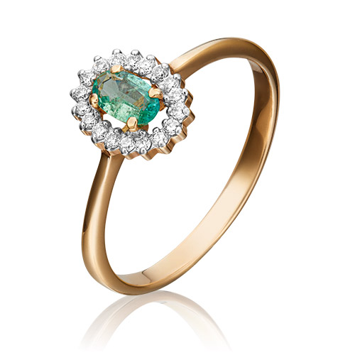 

Кольцо из золота р. 17,5 PLATINA jewelry 01-1509-00-106-1110-30, изумруд\бриллиант, 01-1509-00-106-1110-30
