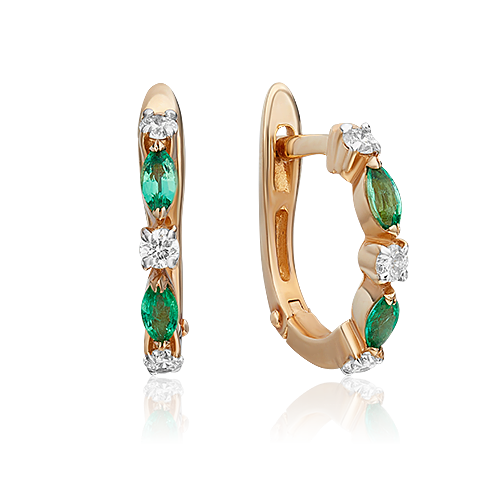

Серьги из красного золота с бриллиантом/изумрудом PLATINA jewelry 02-0929-00-106-1110-30, 02-0929-00-106-1110-30