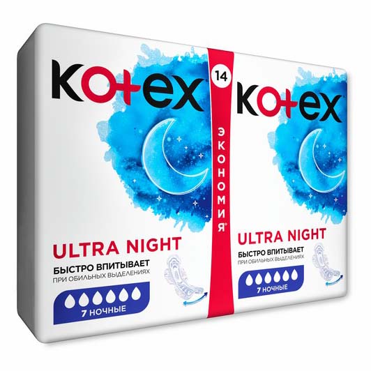 Kotex прокладки ультра сетч найт, 14 шт.