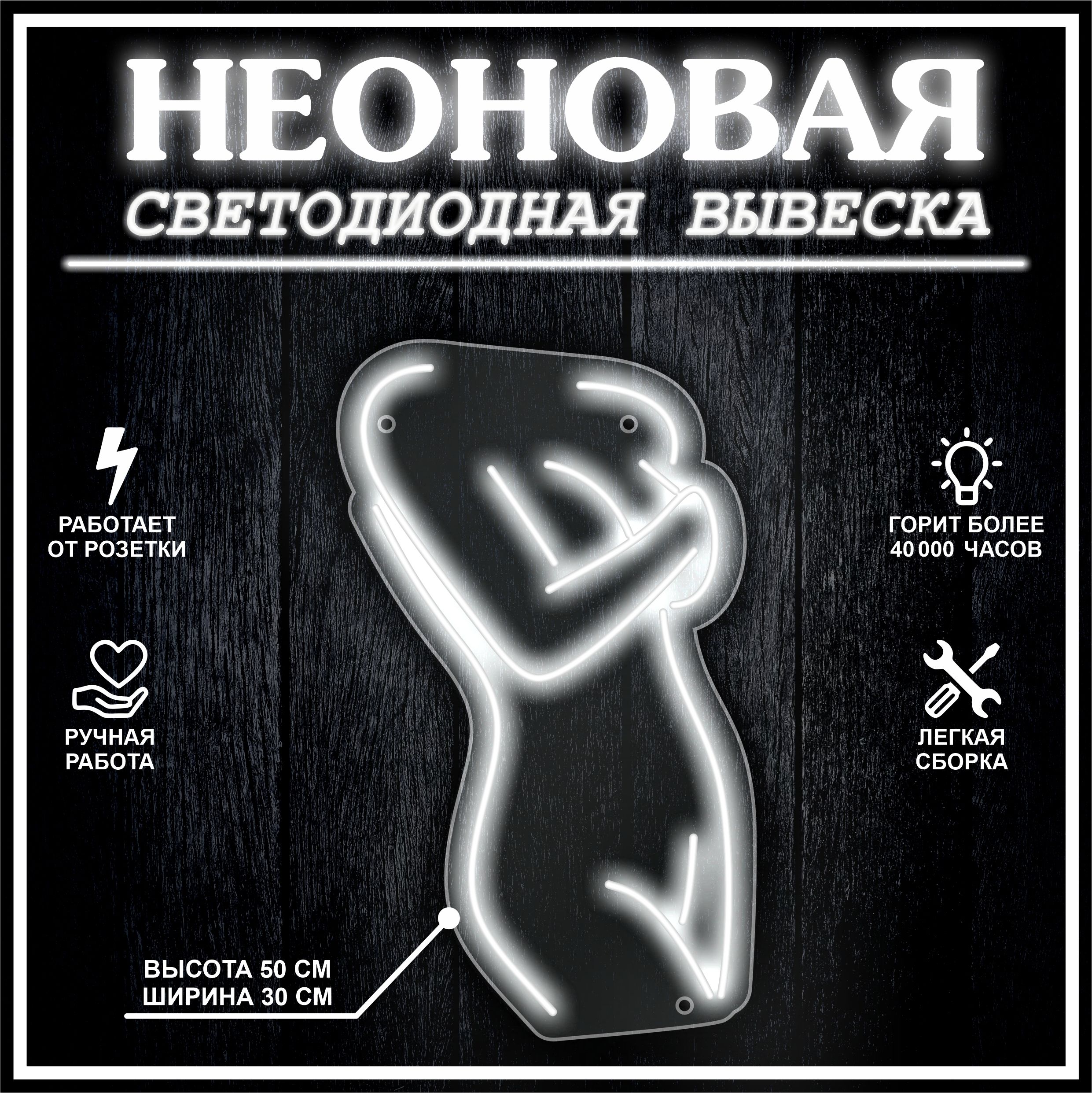 

Неоновая вывеска ДЕВУШКА-3 / холодный белый, 21890