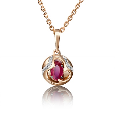 

Кулон из красного золота PLATINA jewelry 03-2842-00-107-1110-30, рубин/бриллиант, 03-2842-00-107-1110-30