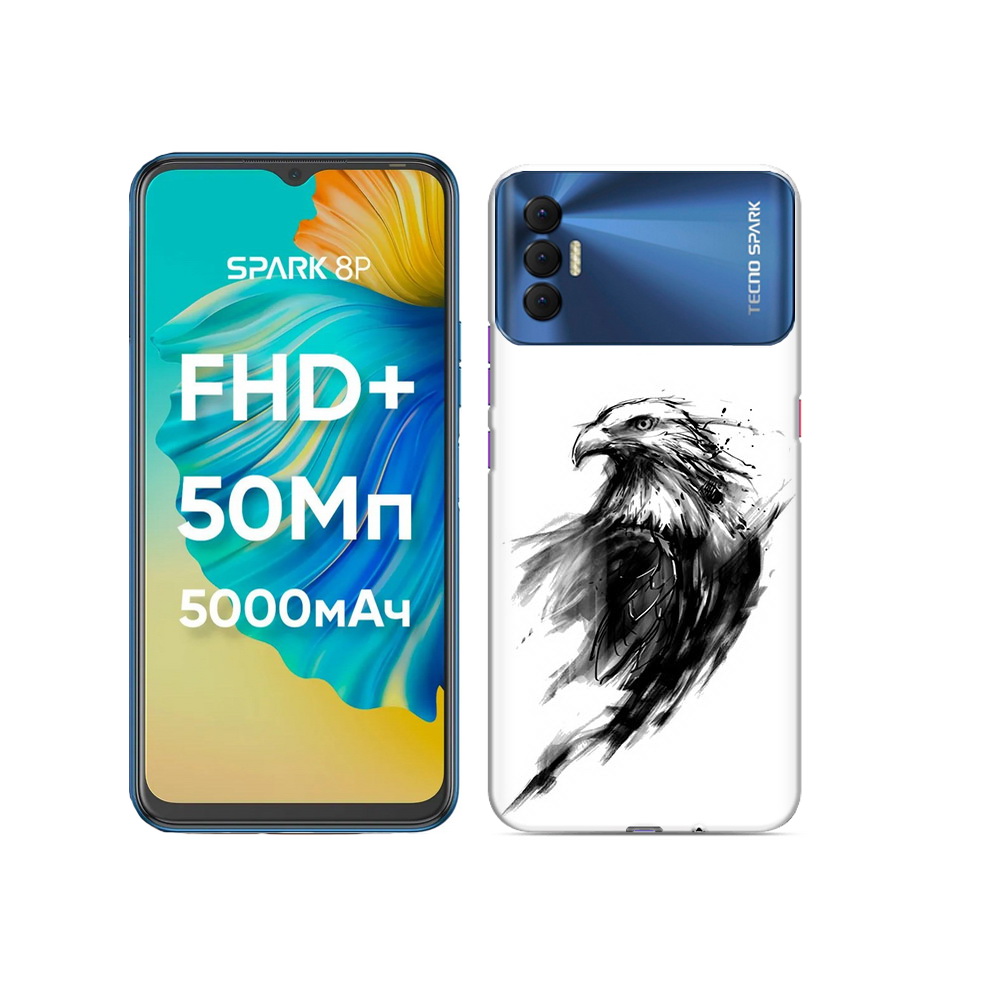 

Чехол MyPads Tocco для Tecno Spark 8P чб птица, Прозрачный, Tocco