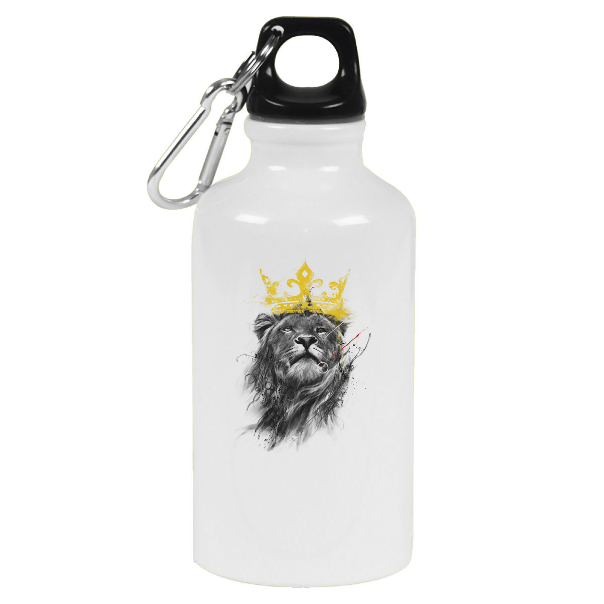 Бутылка спортивная CoolPodarok Животные Лев с короной на голове кляксы