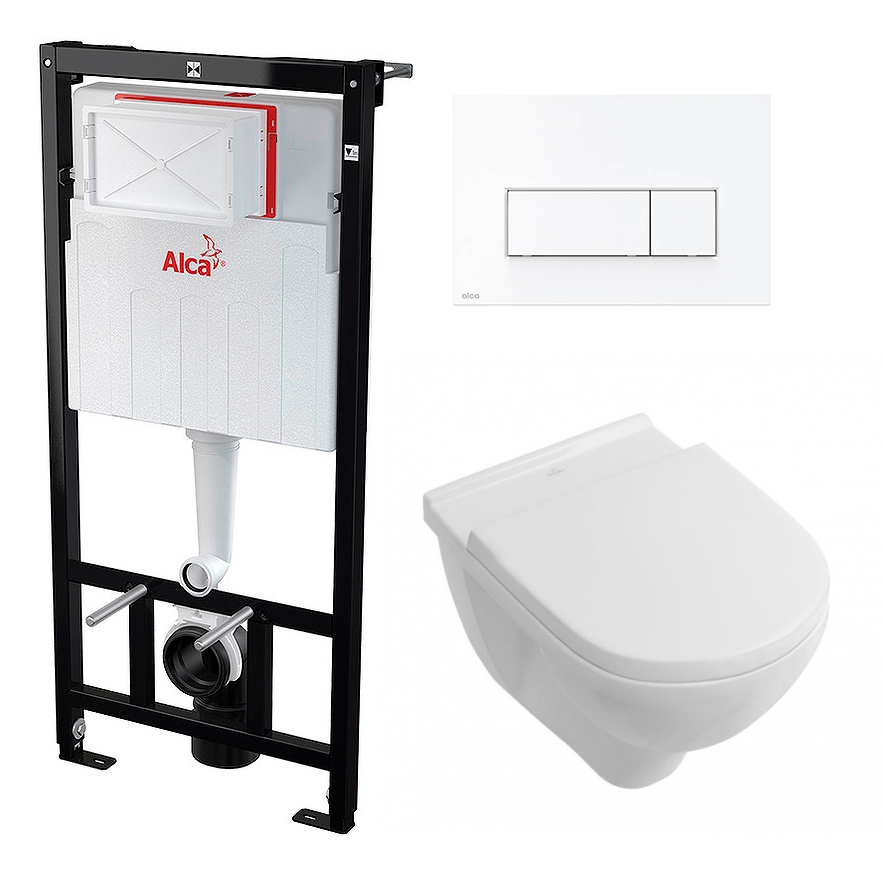 

Комплект инсталляция AlcaPlast + Унитаз Villeroy O Novo Directflush + кнопка белая