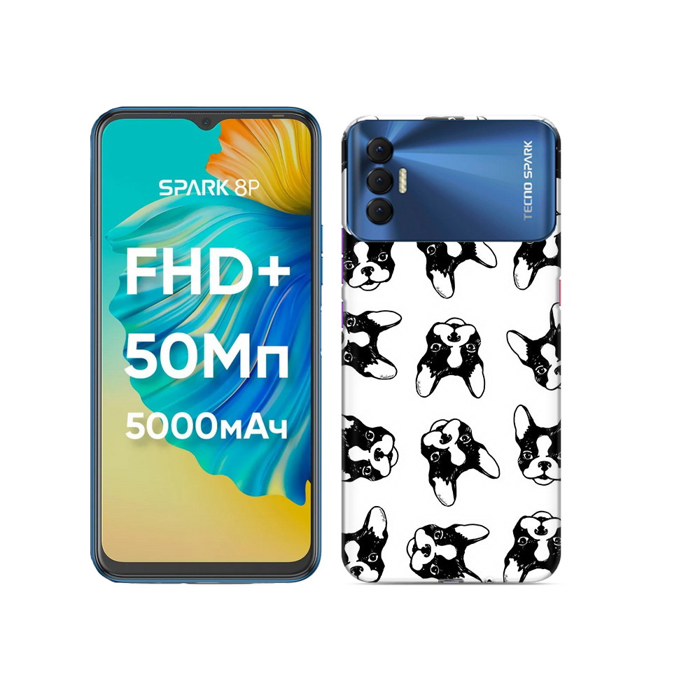 

Чехол MyPads Tocco для Tecno Spark 8P черно белые собачки, Прозрачный, Tocco