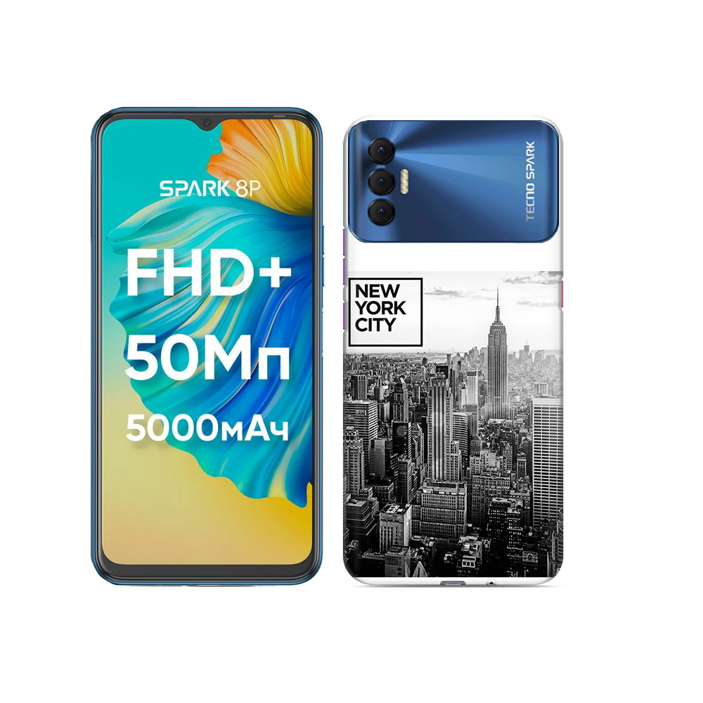 

Чехол MyPads Tocco для Tecno Spark 8P черно белый ньюерк, Прозрачный, Tocco