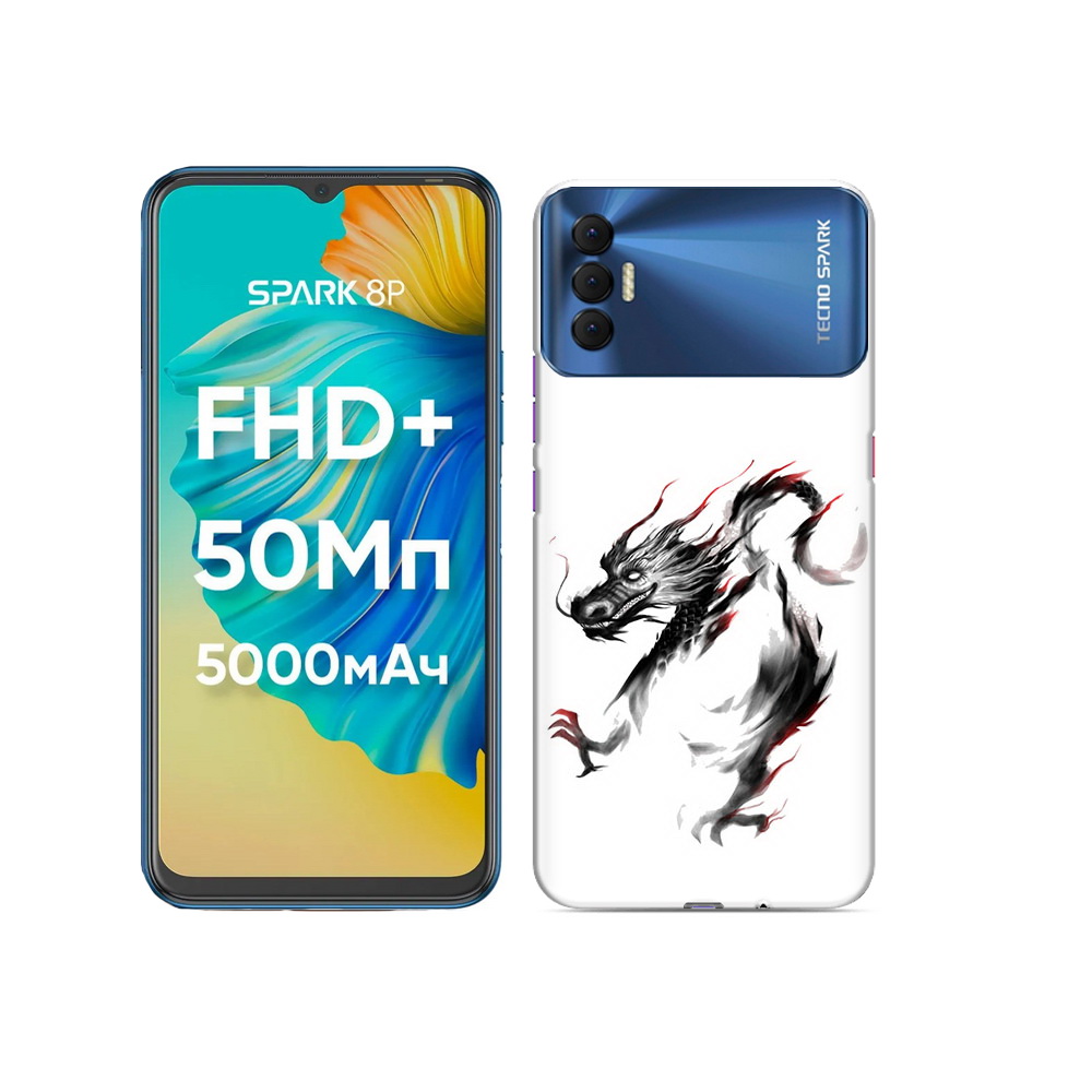 

Чехол MyPads Tocco для Tecno Spark 8P черный дракон, Прозрачный, Tocco