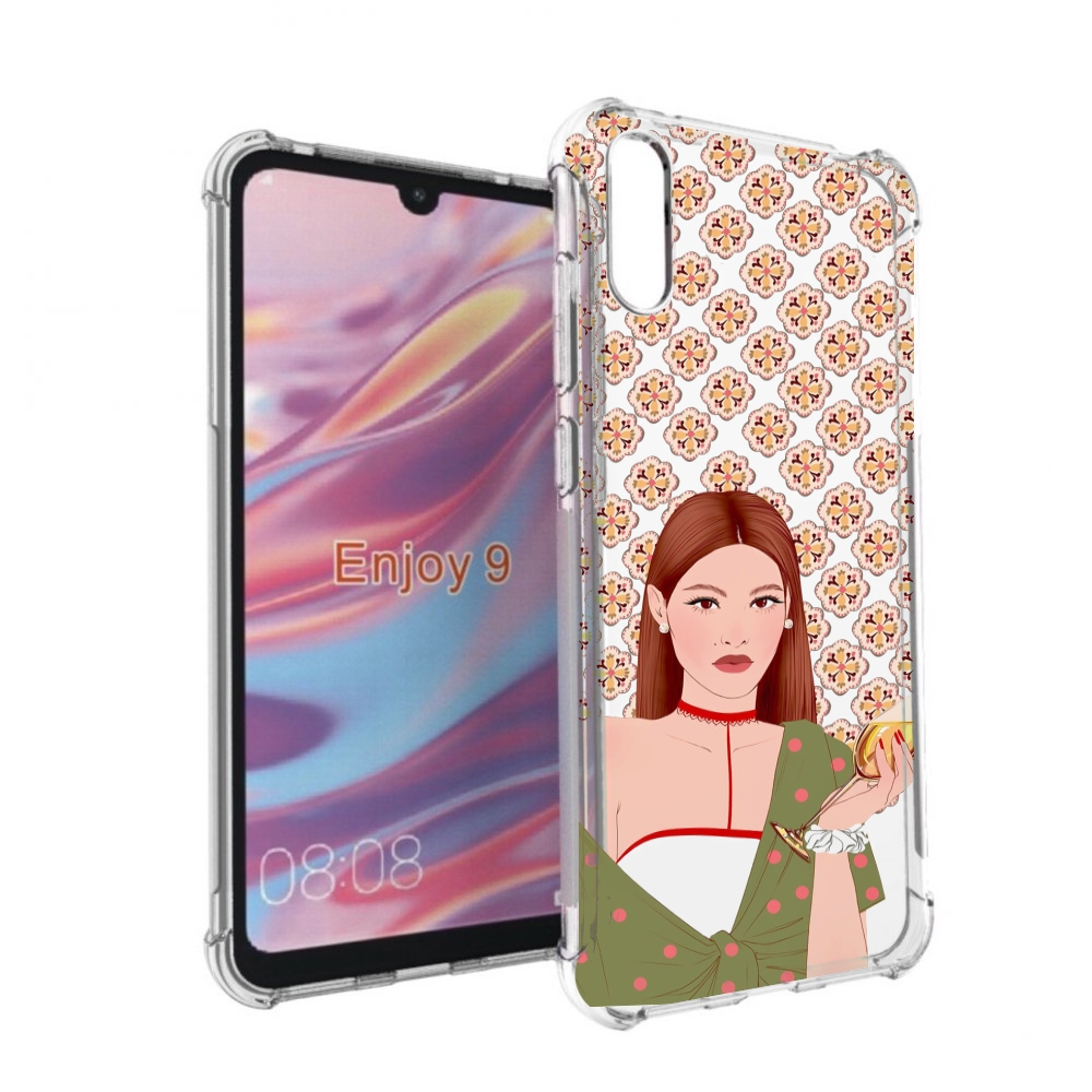 

Чехол бампер MyPads девушка-с-вином-рисунок женский для Huawei E, Прозрачный, Tocco