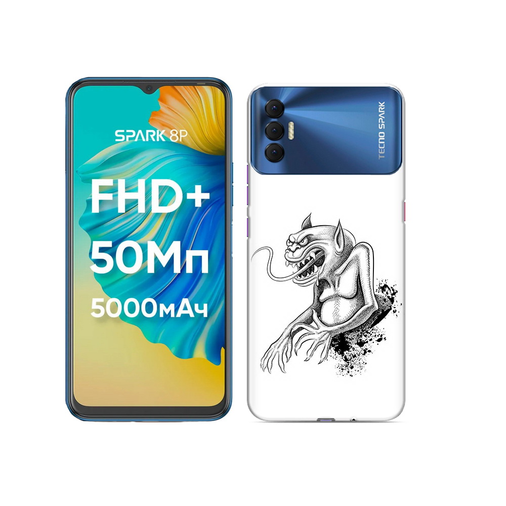 

Чехол MyPads Tocco для Tecno Spark 8P чорт, Прозрачный, Tocco