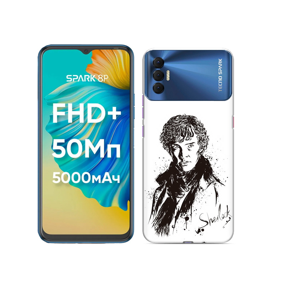 

Чехол MyPads Tocco для Tecno Spark 8P шерлок холмс портрет, Прозрачный, Tocco