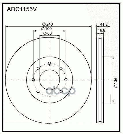 

Диск тормозной передний вентилируемый Allied Nippon ADC1155V