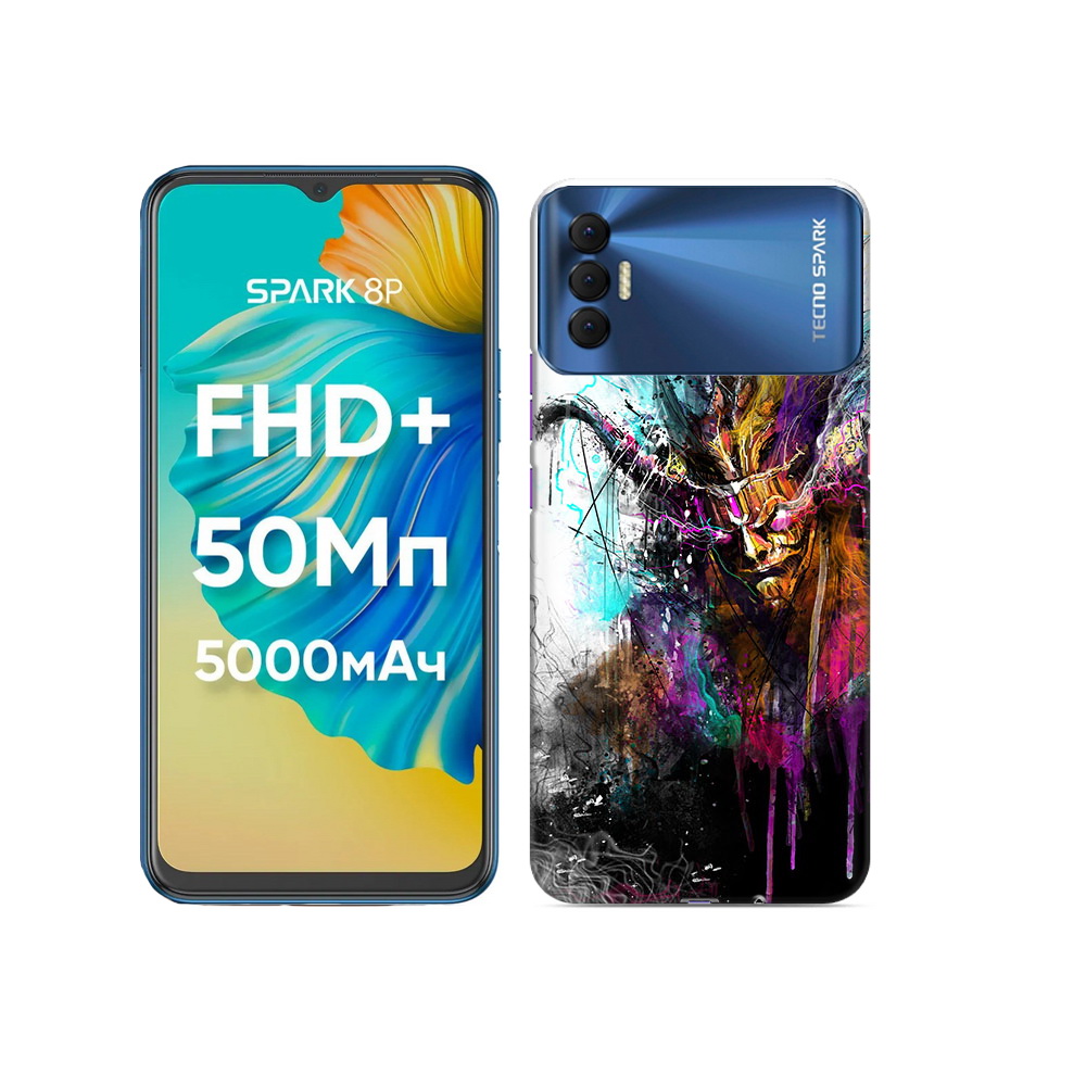 

Чехол MyPads Tocco для Tecno Spark 8P яркий дьявол, Прозрачный, Tocco