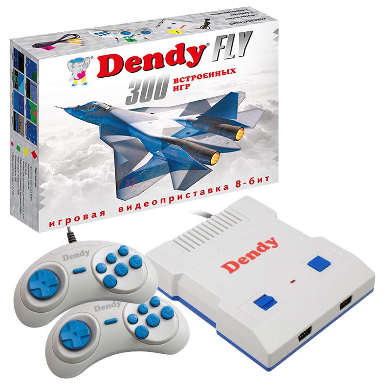 

Игровая приставка Dendy 8-бит Dendy Fly 300 игр, Голубой;серый, DF-300