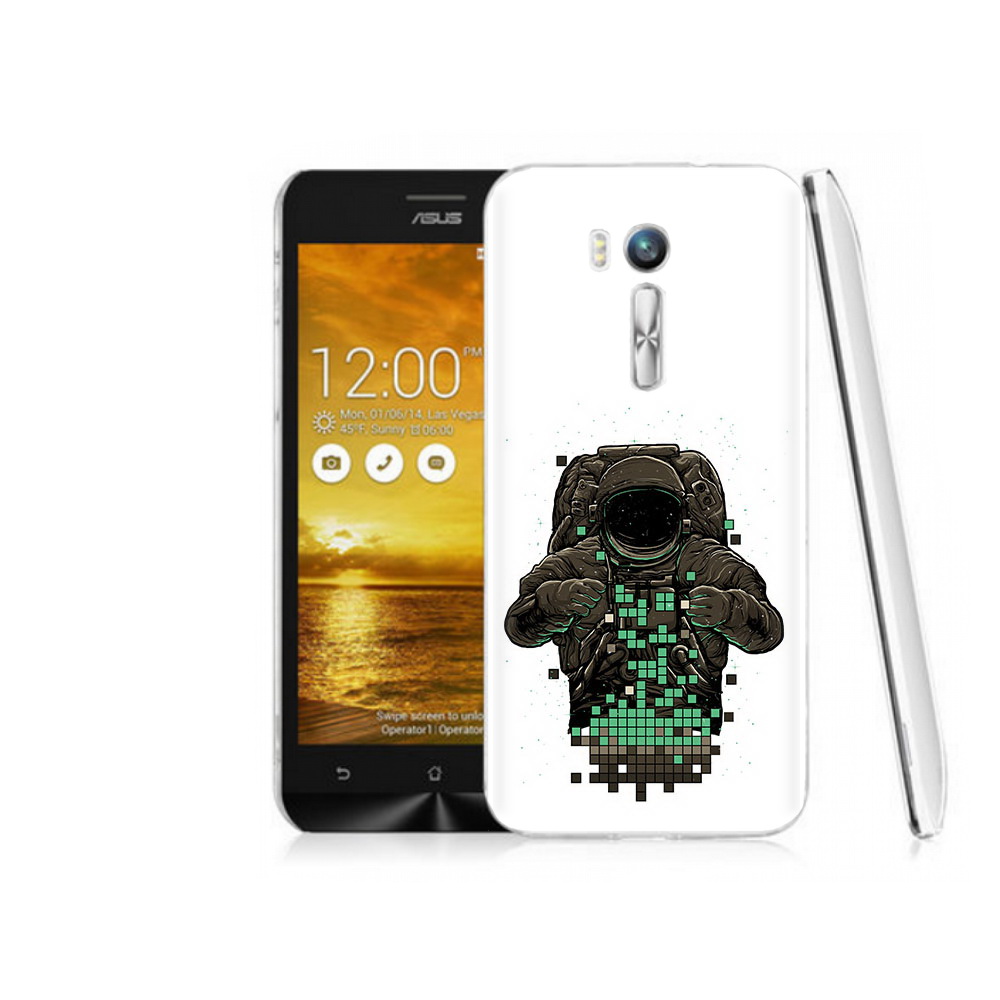 

Чехол MyPads Tocco для Asus ZenFone Go (ZB551KL) космонавт с пикселями, Прозрачный, Tocco