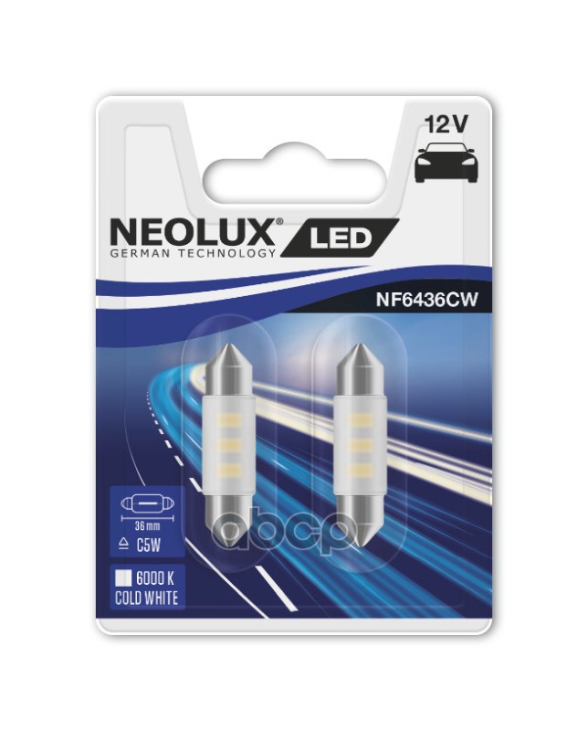 

Лампа Светодиодная 12v C5w 5w Sv8,5-8 6000k Neolux Led 2 Шт. Блистер Nf6436cw-02b Neolux а