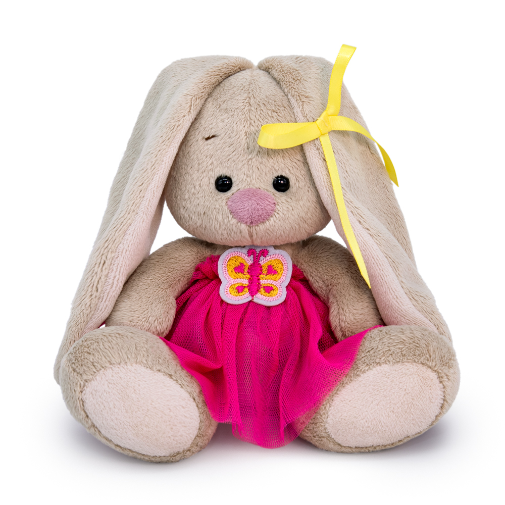 Мягкая игрушка BUDI BASA Зайка Ми в юбке с бабочкой, 15 см, розовый/серый SidX-530