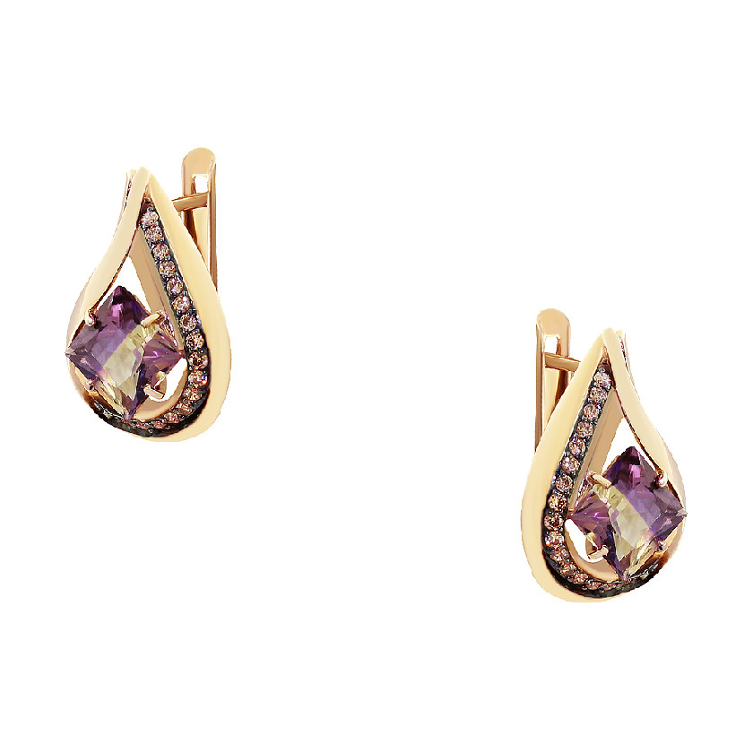 

Серьги из золота с аметрином Александра кл3863а-49, кл3863а-49