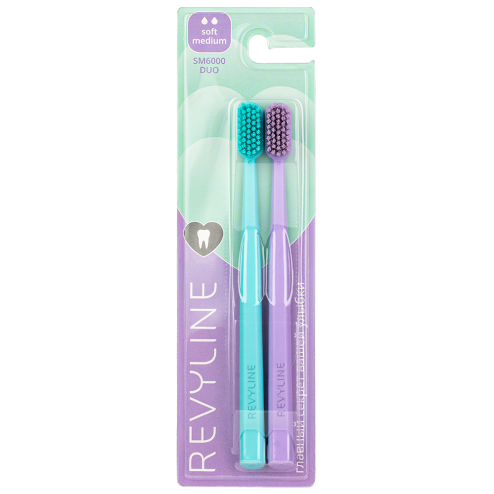 Набор зубных щеток Revyline SM6000 DUO Mint + Violet набор зубных щеток revyline sm6000 duo pink blue