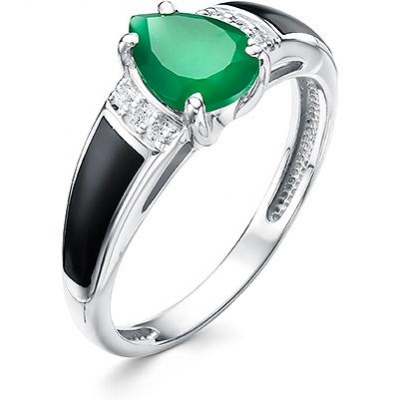 

Кольцо с агатом и фианитами из серебра р. 17,5 Алкор серебро 01-1460_0М35-00, 01-1460_0М35-00