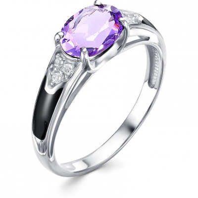 

Кольцо с аметистом и фианитами из серебра р. 16,5 Алкор серебро 01-1459_0М30-00, 01-1459_0М30-00