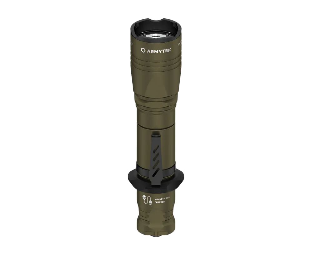 Фонарь Armytek Dobermann Pro Magnet USB Olive Тёплый, Warm, LED, армитек, армейский, F0750